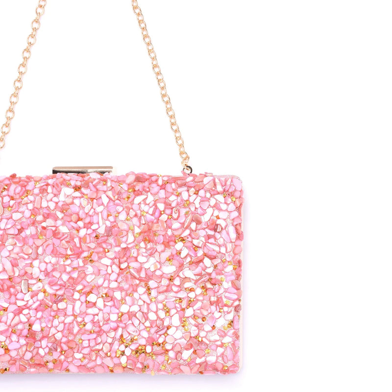 Bolsa de festa com pedras rosa