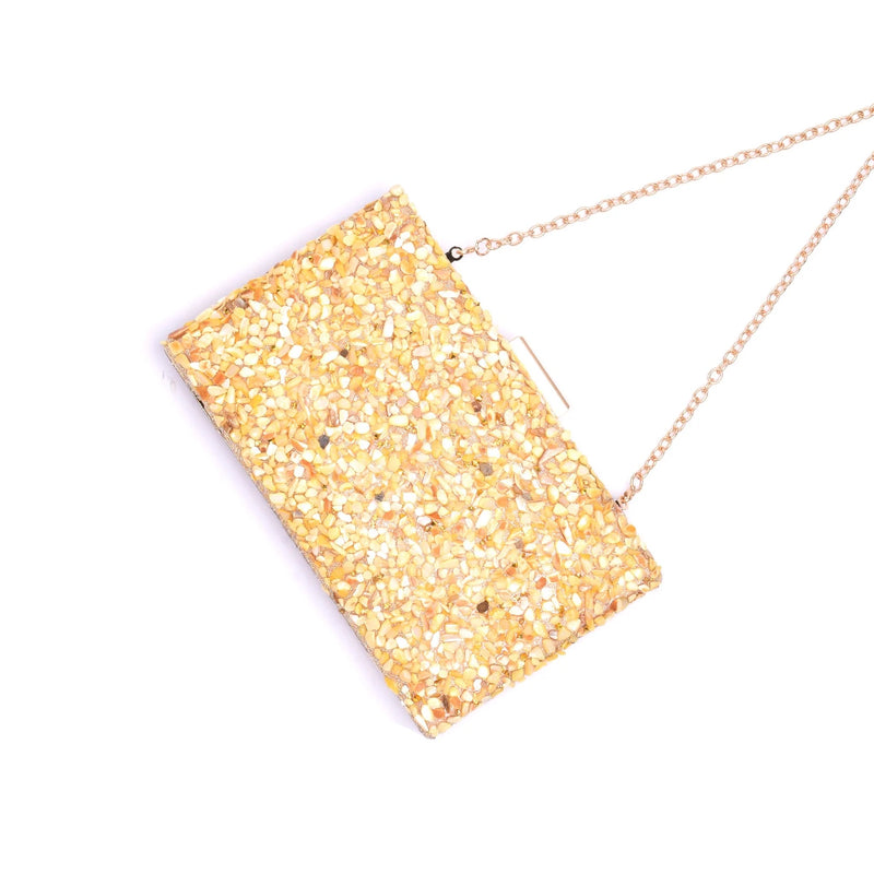 Bolsa de festa com pedras amarelo
