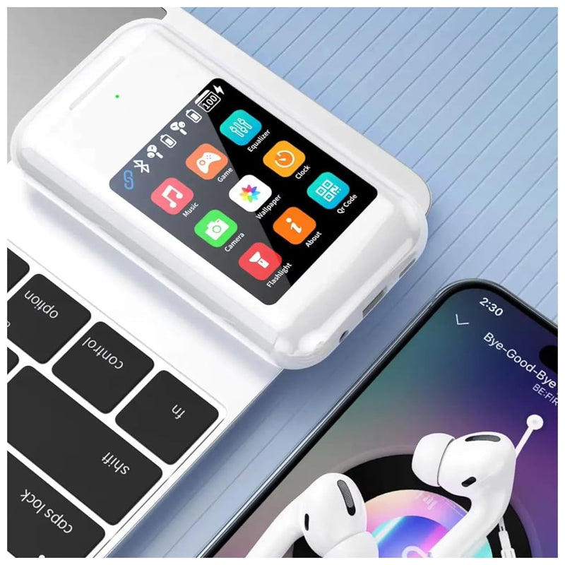 Auriculares Bluetooth com Ecrã Touch e Caixa Powerbank
