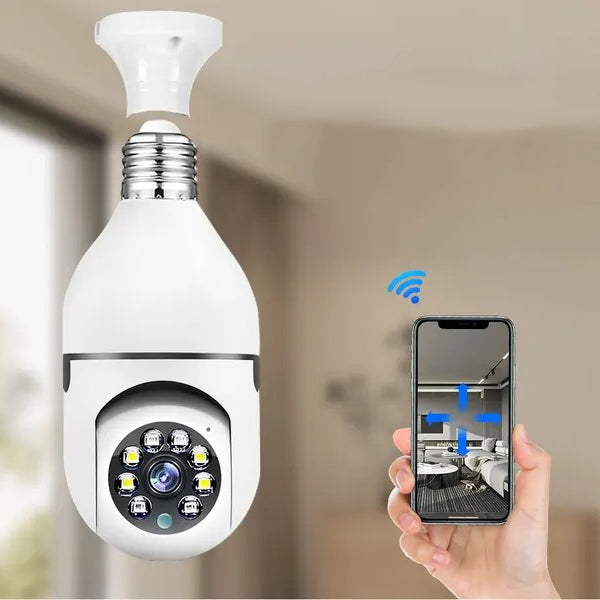 Câmara de Segurança Inteligente 360° com Formato de Lâmpada