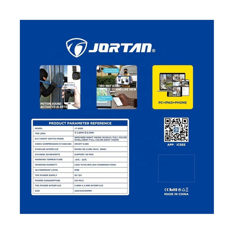 Câmara de Vigilância JORTAN JT-8292 Wi-Fi com Visão 360º Interior