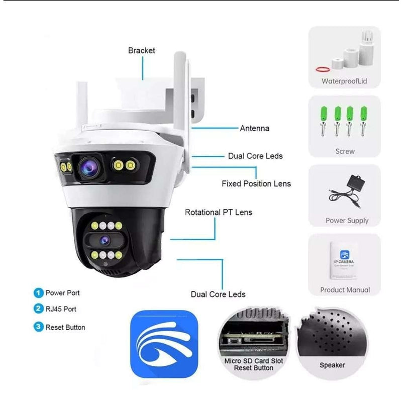 Câmara de Vigilância Jortan Wi-Fi Exterior com Visão Nocturna a Cores