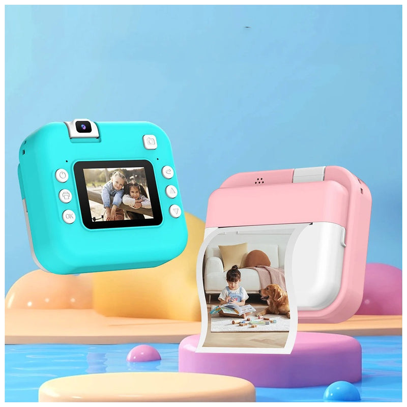Câmara Infantil com Impressão Instantânea e Lente Rotativa