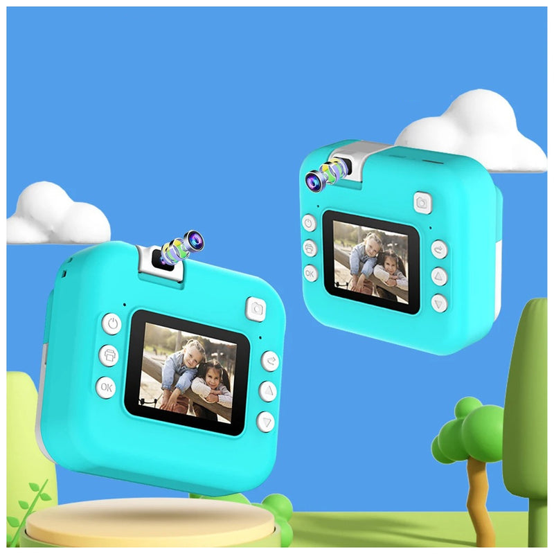 Câmara Infantil com Impressão Instantânea e Lente Rotativa
