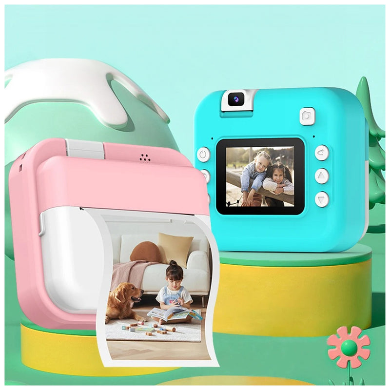Câmara Infantil com Impressão Instantânea e Lente Rotativa