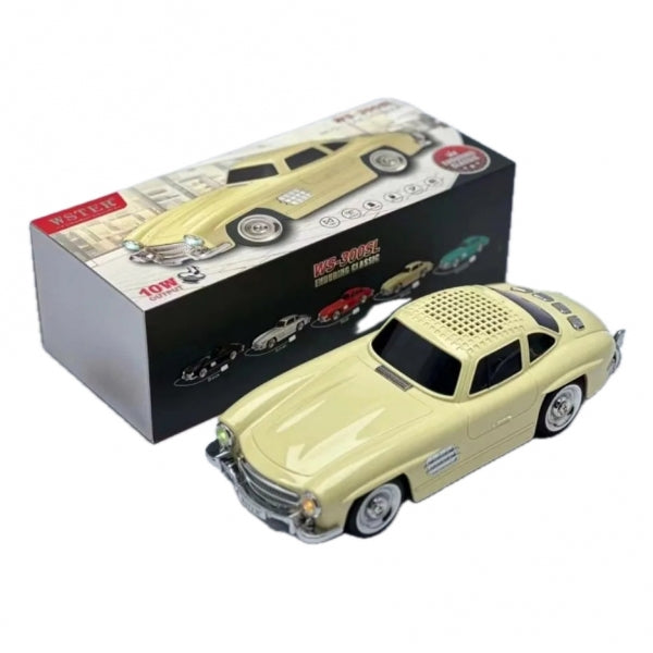 Coluna Bluetooth Retro – Design Carro Clássico com 10W e Rádio FM