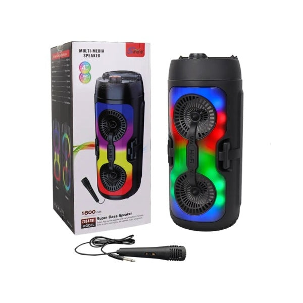 Coluna Bluetooth Super Bass com Microfone e Luzes LED RGB