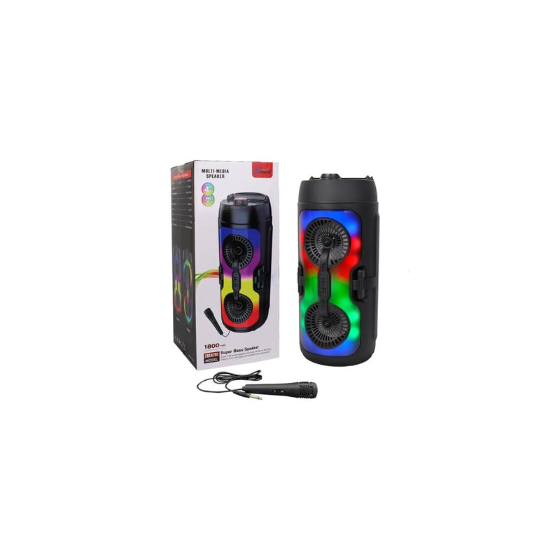 Coluna Bluetooth Super Bass com Microfone e Luzes LED RGB