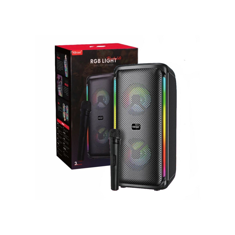 Coluna Portátil RGB com Microfone e Som Stereo