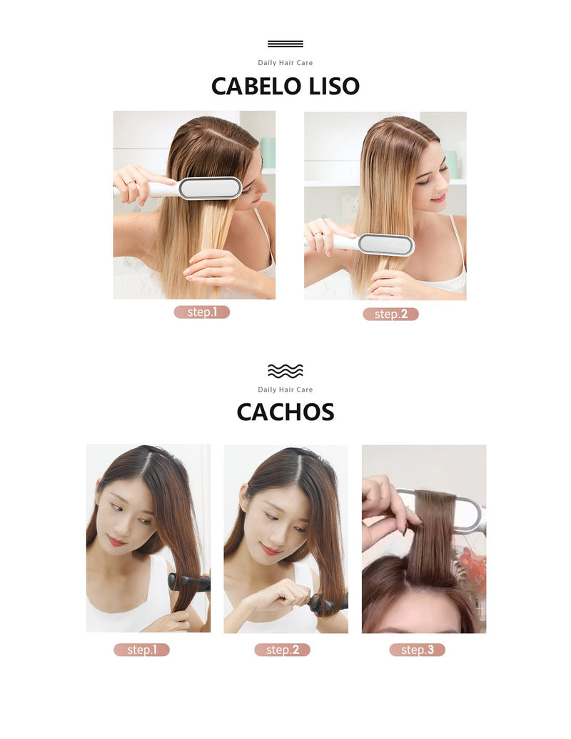 Escova Alisadora e Modeladora QA-T08