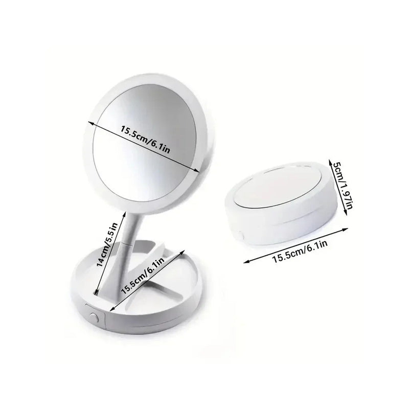Espelho de Mesa com Luz LED e Compartimento de Armazenamento