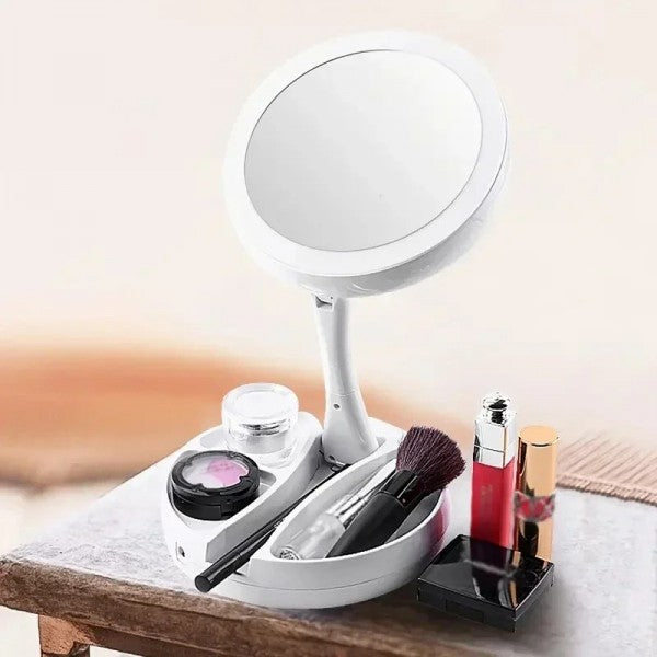 Espelho de Mesa com Luz LED e Compartimento de Armazenamento