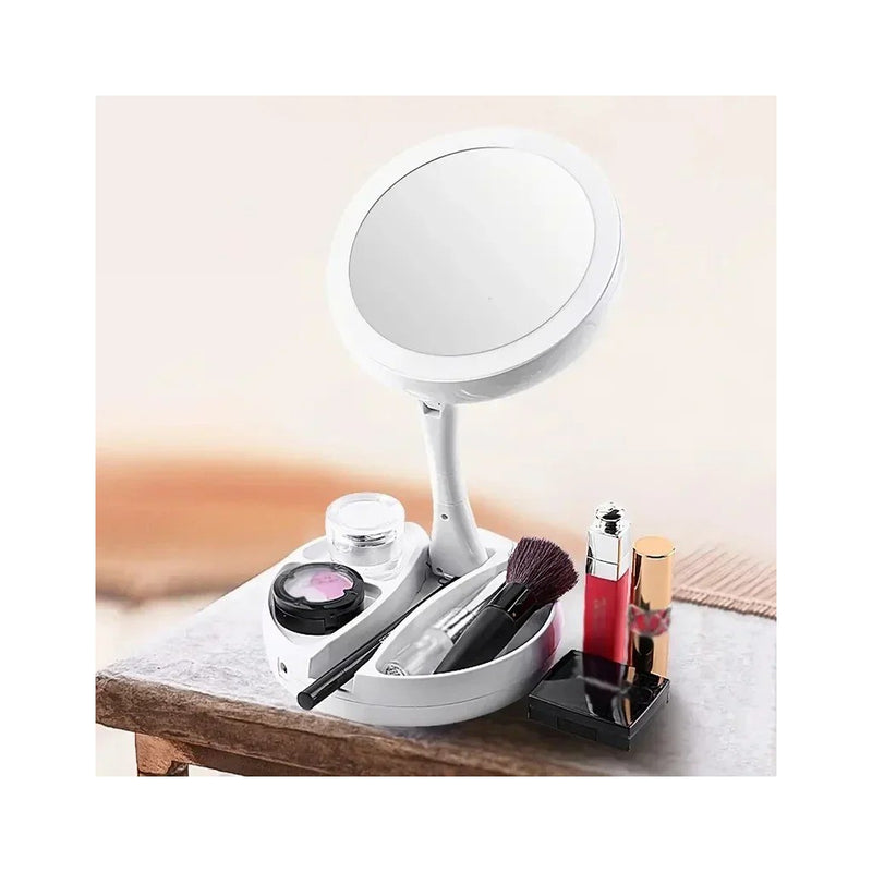 Espelho de Mesa com Luz LED e Compartimento de Armazenamento