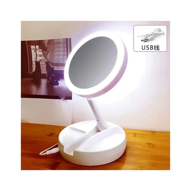 Espelho de Mesa com Luz LED e Compartimento de Armazenamento