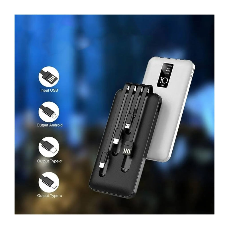 Powerbank 4 em 1 com Cabos Incorporados – 10.000mAh K-A81