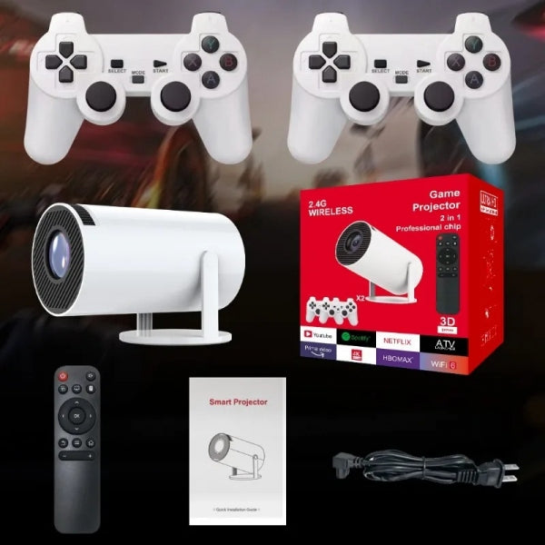 Projetor Smart 2 em 1 com Controlo e Comandos de Jogo